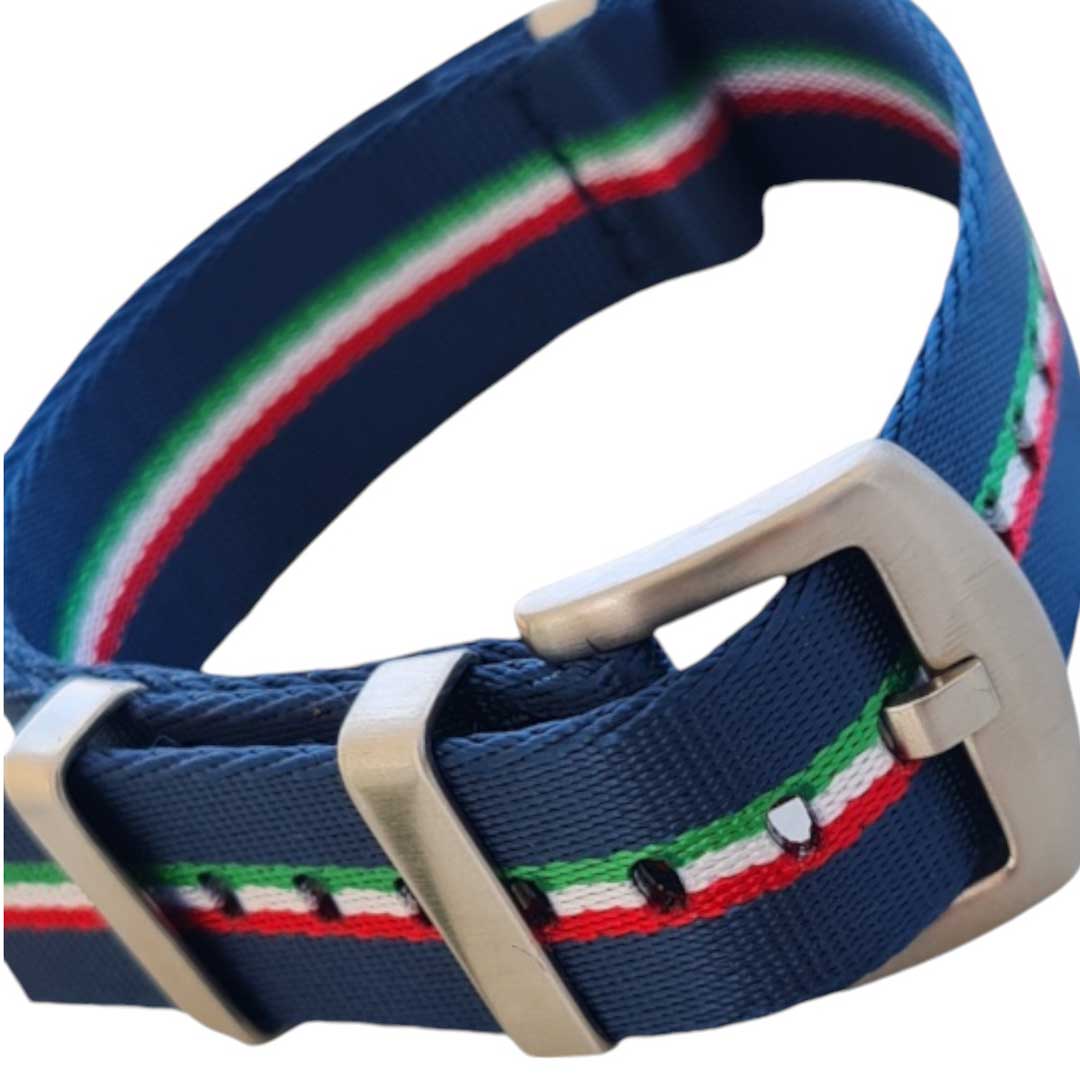 NATO Strap - textiles Uhrenarmband für Uhren Watch strap - azzurro Italia