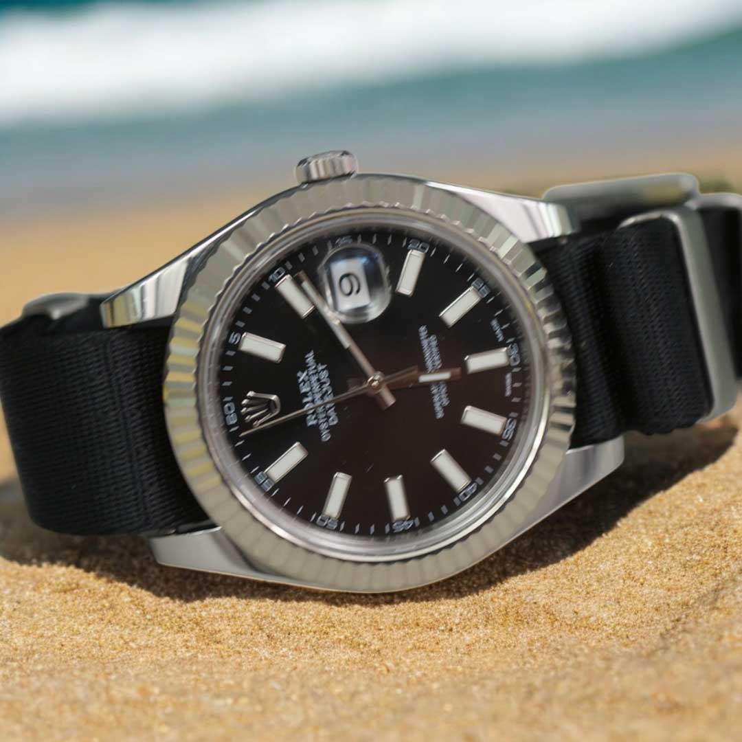 NATO Strap - textiles Uhrenarmband mit einer Uhr Rolex