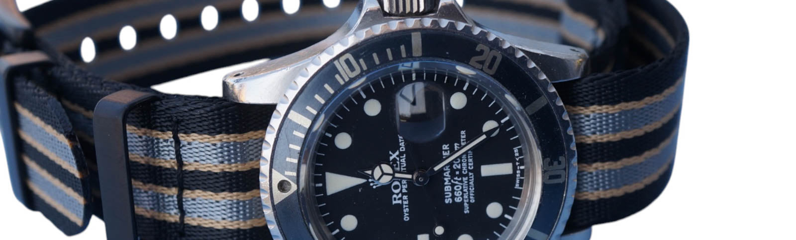 NATO Strap - textiles Uhrenarmband mit einer Uhr Rolex