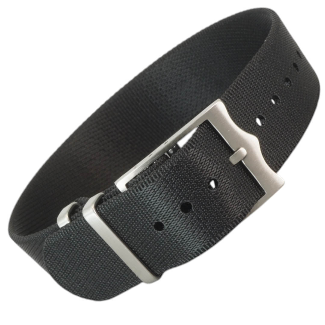 textiles Uhrenarmband mit mattierter Edelstahlschliesse