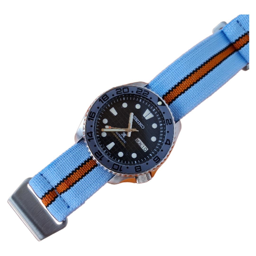 Stretch Uhrenarmband mit Spangenschliesse aus mattierten Edelstahl - Parachute Strap