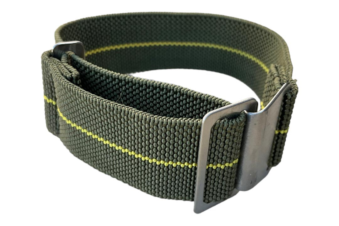 Stretch Uhrenarmband mit Spangenschliesse aus mattierten Edelstahl - Parachute Strap