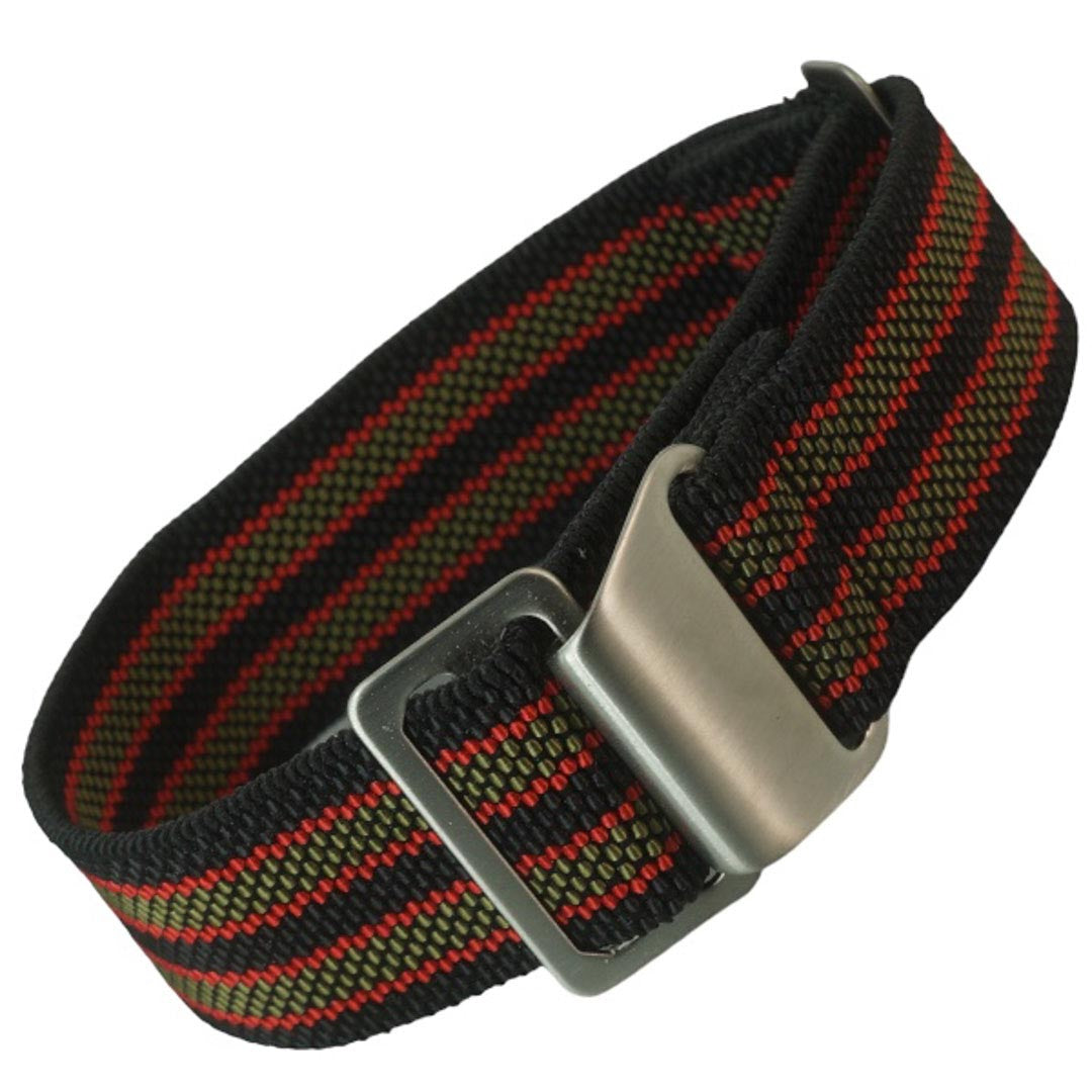 Stretch Uhrenarmband mit Spangenschliesse aus mattierten Edelstahl - Parachute Strap