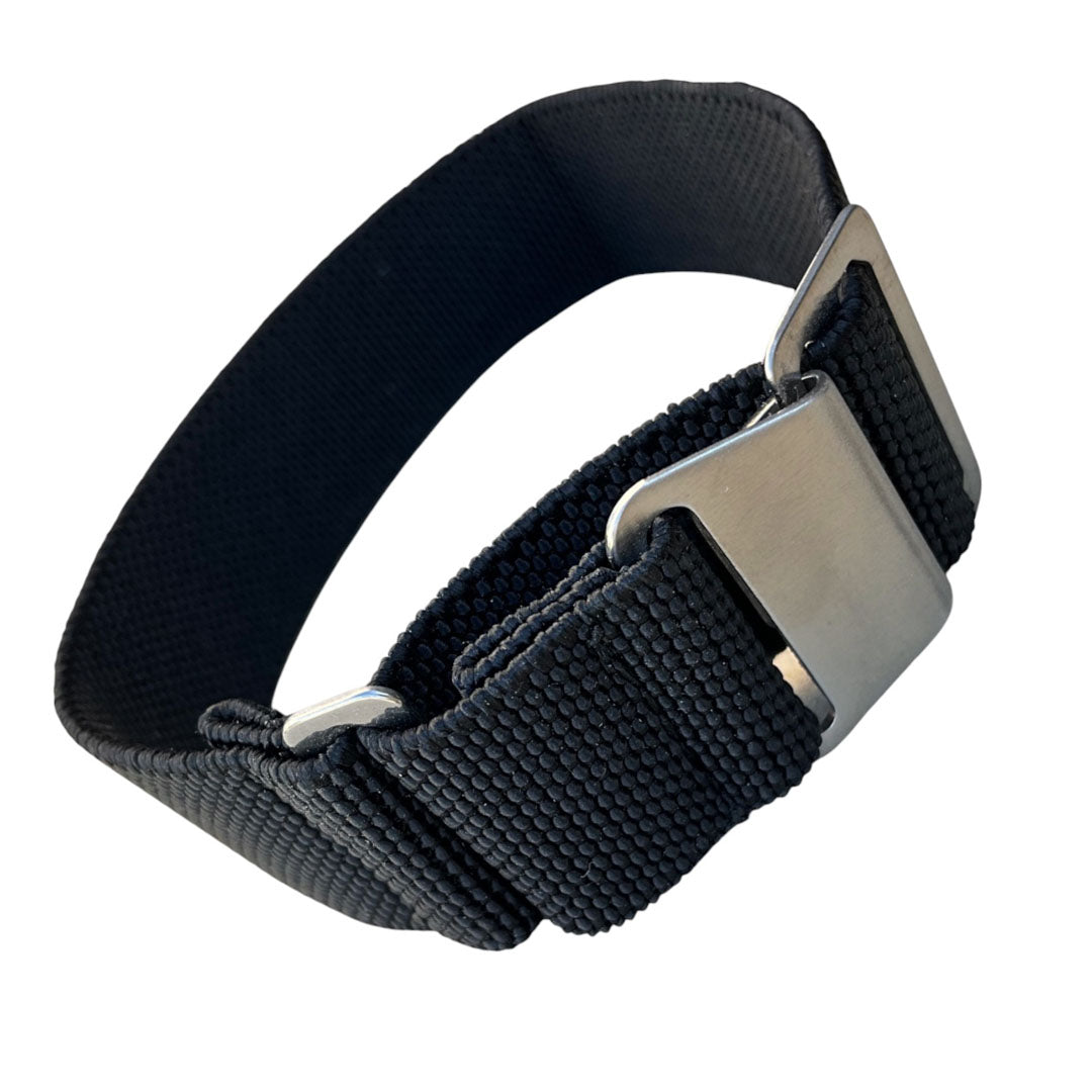 Stretch Uhrenarmband mit Spangenschliesse aus mattierten Edelstahl - Parachute Strap