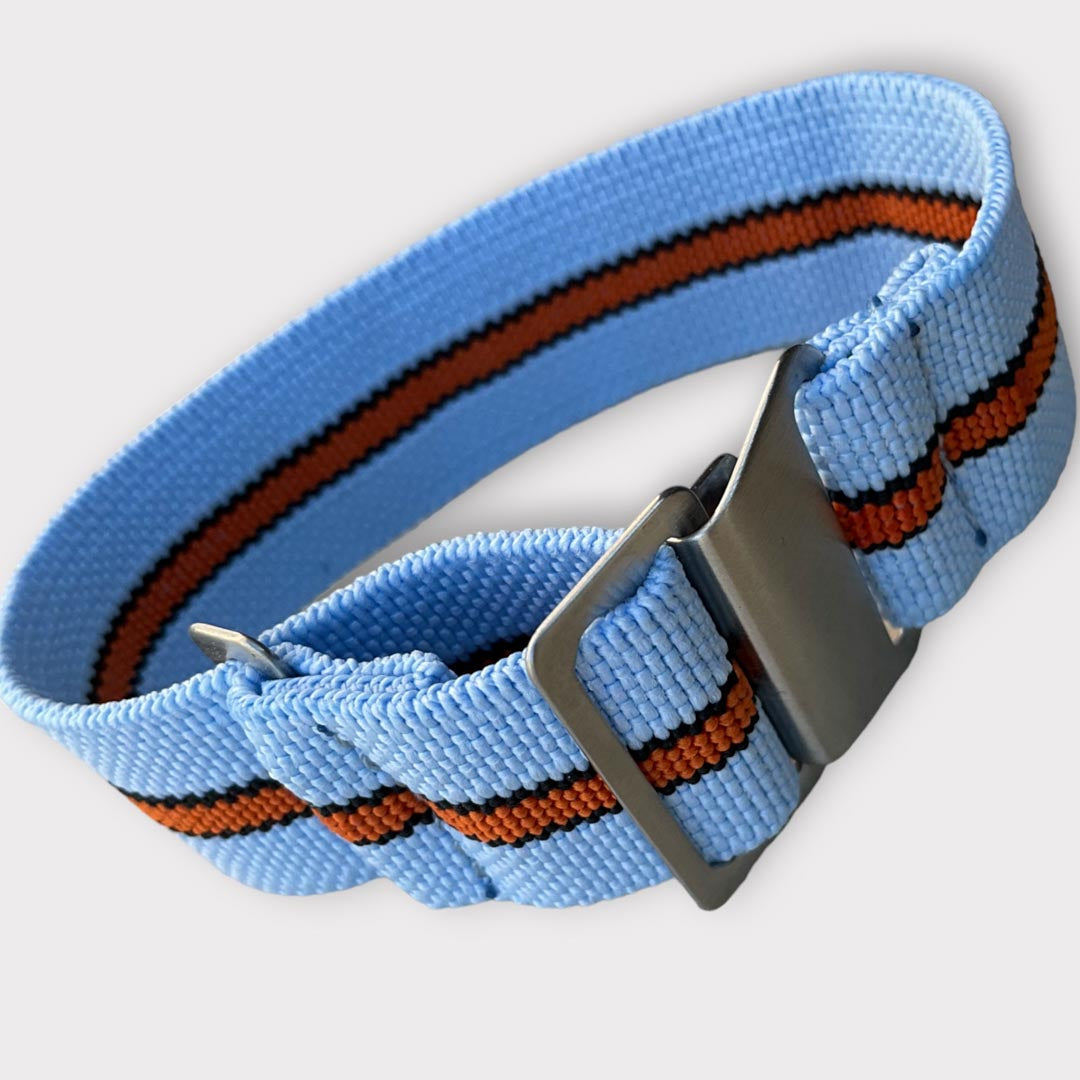 Stretch Uhrenarmband mit Spangenschliesse aus mattierten Edelstahl - Parachute Strap