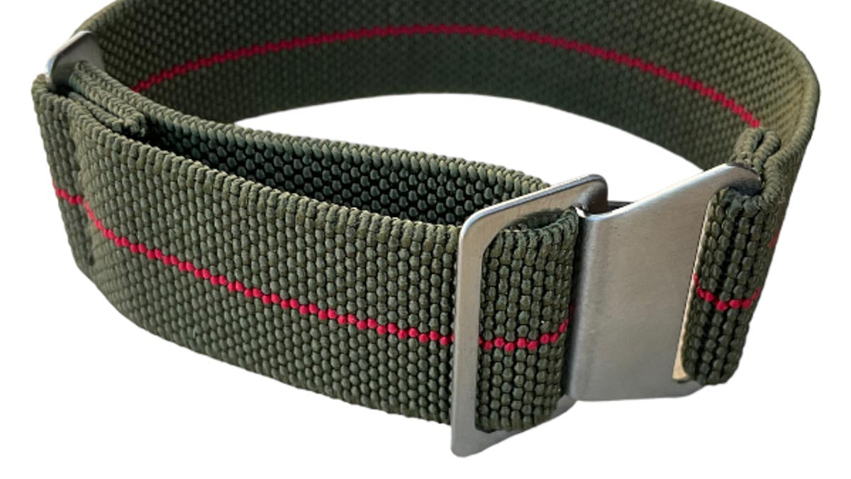 Stretch Uhrenarmband mit Spangenschliesse aus mattierten Edelstahl - Parachute Strap