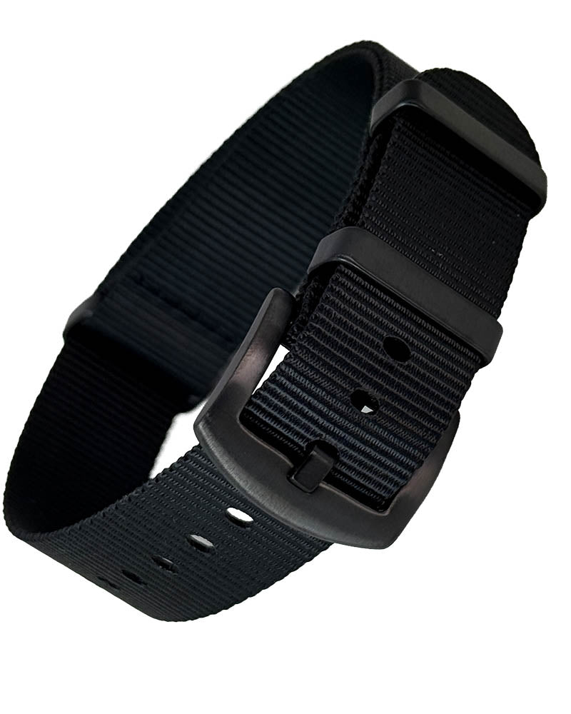 NATO Strap Farbe schwarz mit schwarzer PVD Schliesse