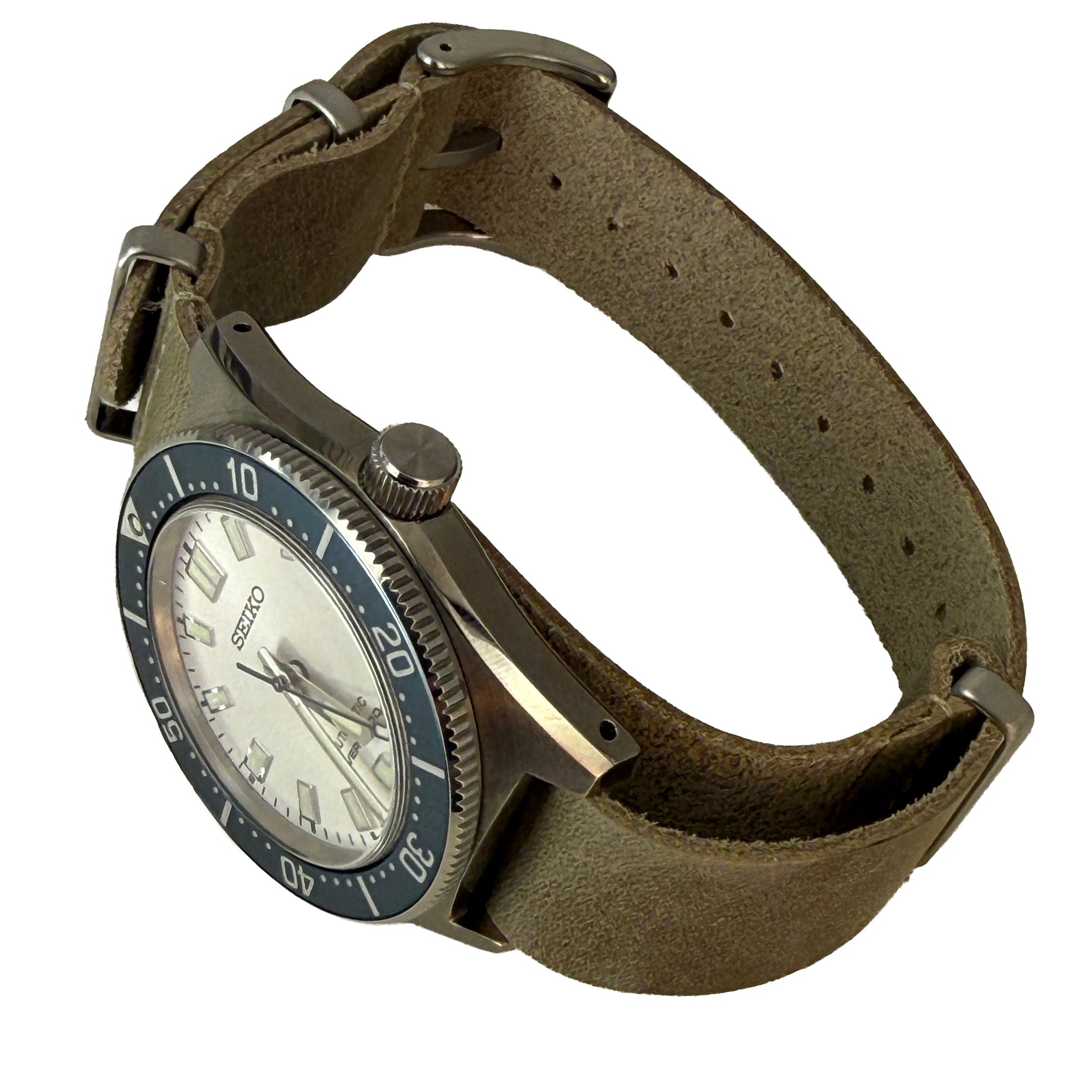 NATO Strap aus Leder Farbe grau