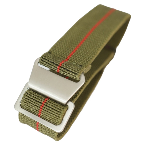 Stretch Uhrenarmband mit Spangenschliesse aus mattierten Edelstahl - Parachute Strap