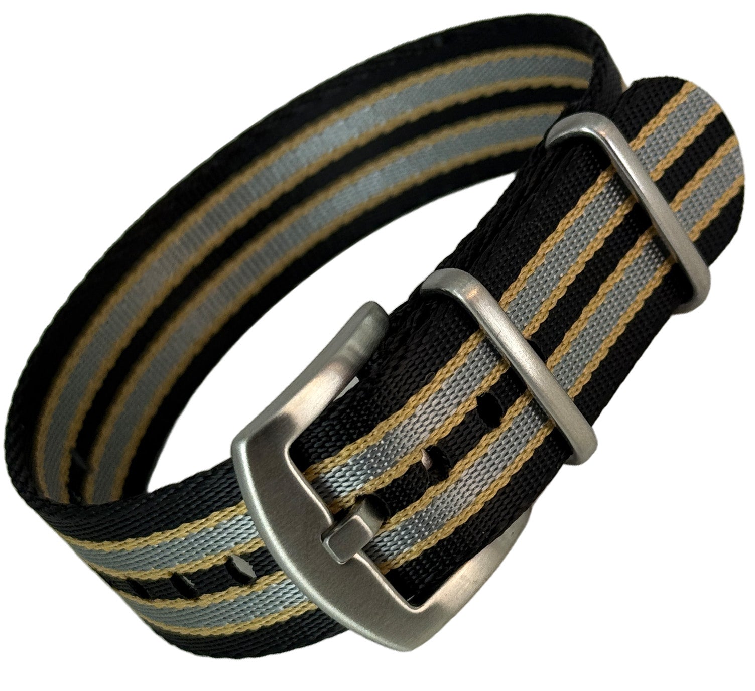 NATO Strap  verkürzt Länge s / M Farbe grau schwarz sand