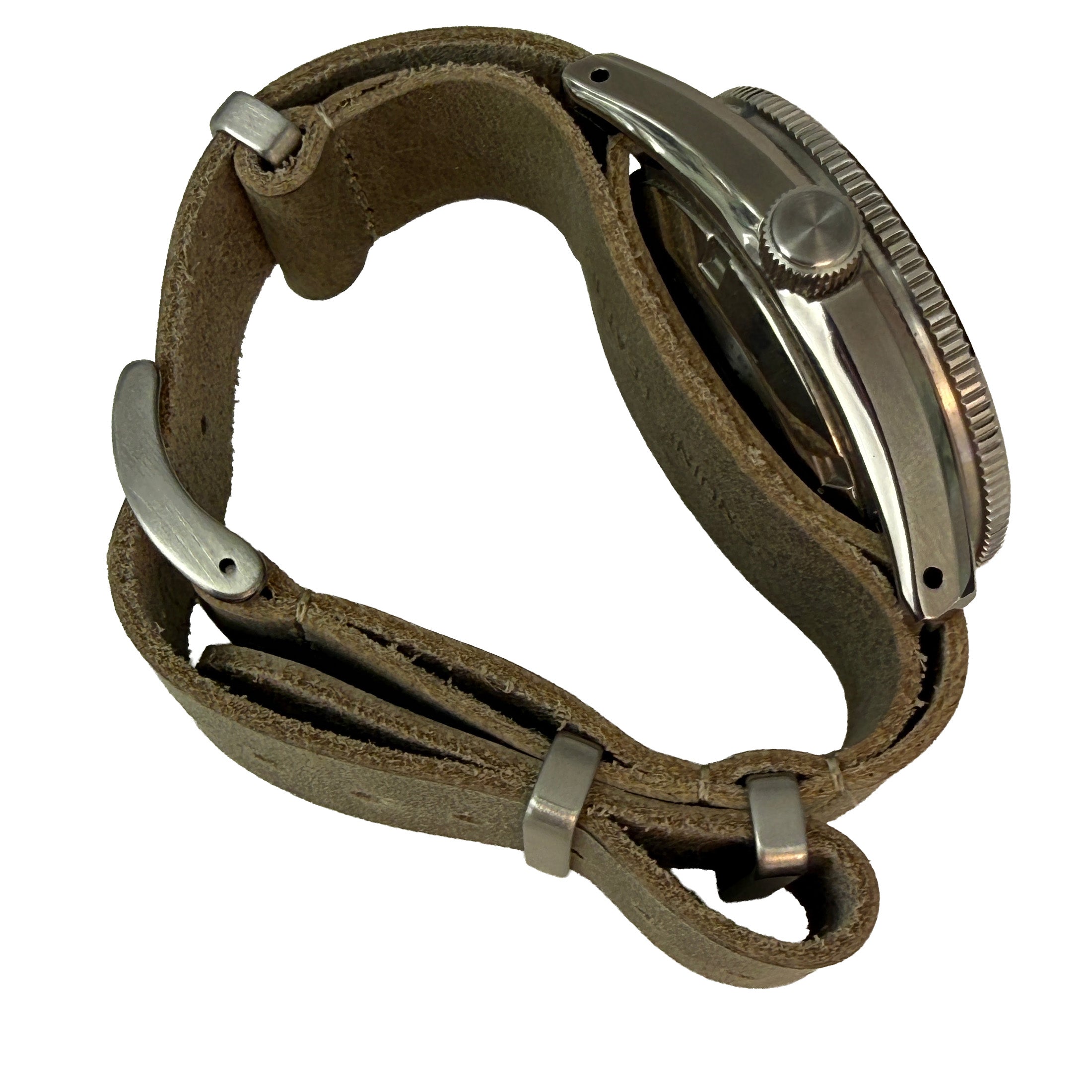 NATO Strap  aus Leder Farbe grau
